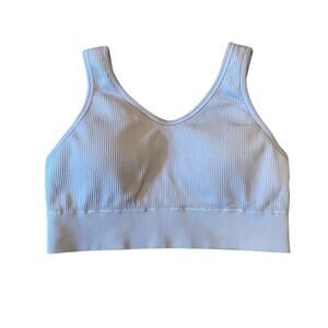 Aerie Ribbed Sports Bra Size XL – Light Gray – Removable Padding 718B